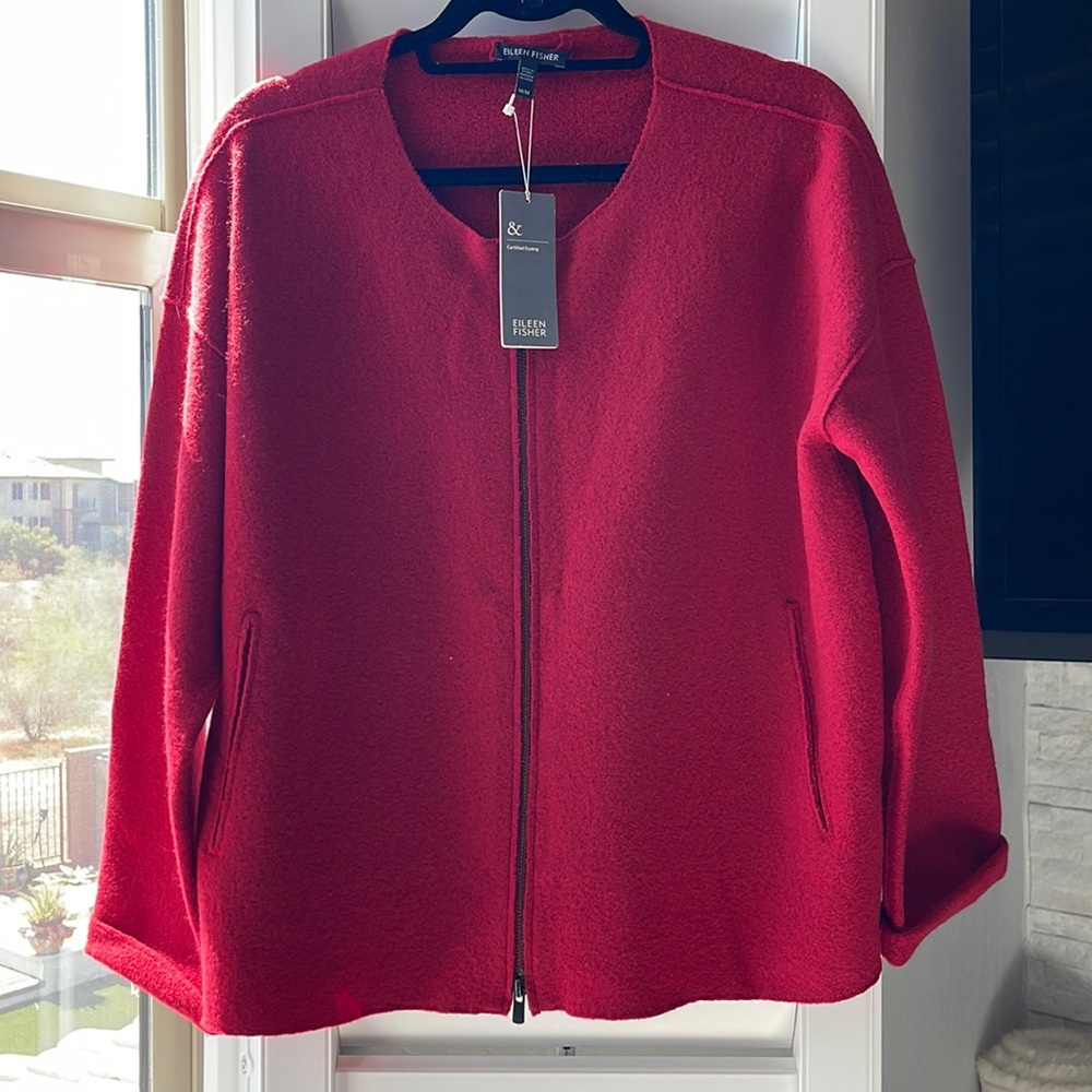 Brand new Eileen Fisher wool jacket size medium with tags that would fit a large